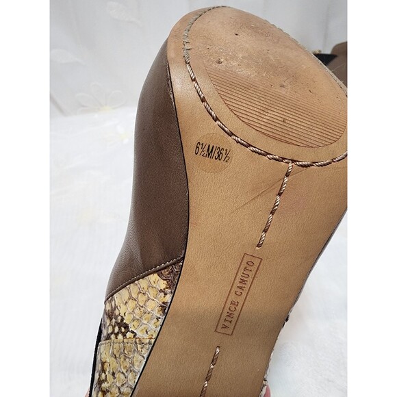 VINCE CAMUTO 6.5M BROWN BOOTIES TAUPE VO ARIANAH SNAKE SKIN NEUTRAL STILETTOTAN - Picture 12 of 16